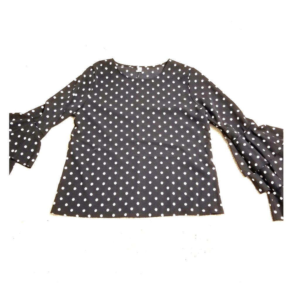 Ruffled polka dot blouse